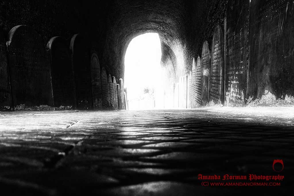 Photograph of the cemetery tunnel that leads into St James Cemetery in Liverpool
