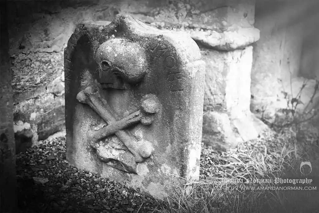 Memento Mori headstone from St Cuthberts in Elsdon